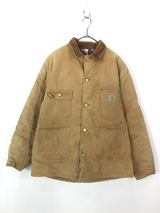 古着 80s USA製 Carhartt 「100 Years」 周年 ブランケット ダック ミシガンチョア カバーオール ジャケット XL位 古着