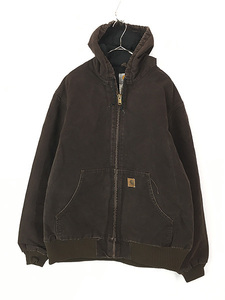 古着 Carhartt 防寒 レッド ブラウン ダック パデット アクティブ パーカー ジャケット L Tall 古着