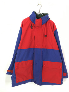 古着 90s TOMMY HILFIGER 青×赤 バイカラー 2way コットン シェル ジャケット L 古着