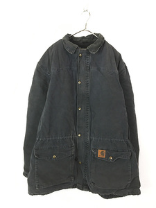 古着 90s USA製 Carhartt 防寒 ウエスタンヨーク チャコール グレー ダック パデット ミドル ジャケット XL 古着