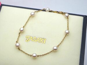 1000円スタート ブレスレット TASAKI タサキ 18K×パール 田崎真珠 約5mm ゴールド 総重量約2.5g 箱付 アクセサリー 9 E60042