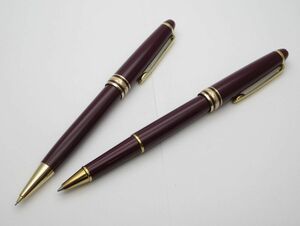 1000円スタート ボールペン/シャーペン 2点まとめ MONTBLANC モンブラン マイスターシュテュック ボルドー×ゴールド 文房具 WHO E60005