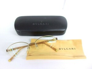 1000円スタート 眼鏡 BVLGARI ブルガリ 52□17-140 2421K 450 J063588 総重量約22.0g 度入り眼鏡 ハーフリム ケース付 9 DD1025