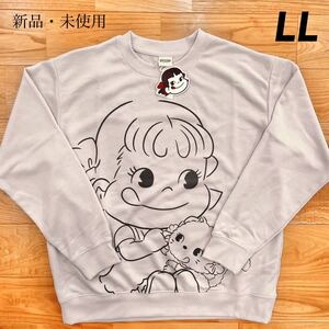 【LL】ペコちゃん&ラブリーキャティ 長袖 トレーナー レディース●スウェット ルームウェア 大きいサイズ ねこ 不二家 グッズ　tシャツ