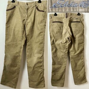 ★【国内正規品 美品】USED Eddie Bauer エディーバウアー ポリエステルコットン コーデュロイ 補強布切替え 5ポケット パンツ W35×32 茶