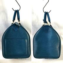 送料無料 Louis Vuitton ルイヴィトン 保存袋付 エピ ハンドバッグ スピーディー30 レザートレドブルー 青 ミニボストンバッグ M43015_画像3