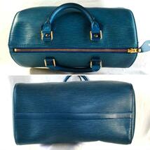 送料無料 Louis Vuitton ルイヴィトン 保存袋付 エピ ハンドバッグ スピーディー30 レザートレドブルー 青 ミニボストンバッグ M43015_画像4