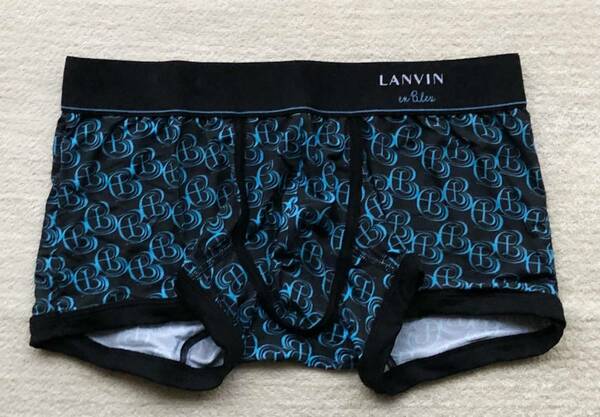 Lanvin en Bleu ボクサーパンツ Mサイズ ローライズ デザイン ブラック×ブルー 日本製 ☆送料無料