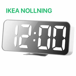 IKEA NOLLNING ノールニング　ミラーLED置き時計/温度計/アラームクロック, ホワイト, 18x8cm デジタル時計