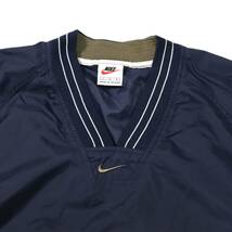 [L] 90s Nike ナイロン プルオーバー ジャケット ネイビー 紺 白 ナイキ センター スウッシュ ロゴ ピステ ビンテージ vintage_画像3