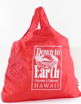 ハワイ ダウントゥアース 折りたたみエコバッグ レッド 赤 カラビナ付き トート ショッピング Hawaii Down to Earth アウトドア キャンプ_画像1