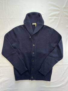 [ beautiful goods cleaning settled ]CRUCIANIkru Cheer -ni Italy made navy wool shawl color cardigan 44