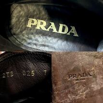 PRADA MENS ベルトストラップ スエードチャッカブーツ プラダ アンクルbootsショートブーツ ドレス ビジネス ブラウン 7 26cm イタリア製_画像10