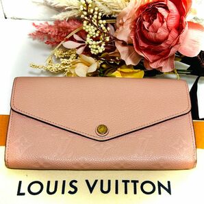 LOUIS VUITTON ルイヴィトン モノグラムアンプラント ポルトフォイユサラ 長財布　ローズバレリーヌ