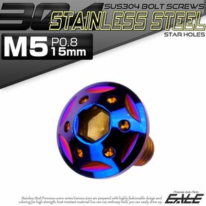 SUS304 フランジ付き ボタンボルト M5×15mm P0.8 六角穴 焼きチタン色 スターホールヘッド ステンレス ボルト TR0243