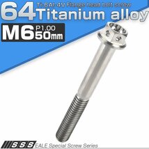 64チタンボルト M6×50mm P1.00 ホールヘッド 六角ボルト フランジ付き六角ボルト チタン原色 Ti6Al-4V JA799_画像1