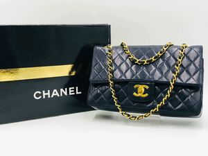 1円～ CHANEL シャネル ラムスキン ココマーク マトラッセ Wフラップ チェーンショルダーバッグ ターンロック シリアル4番台 黒 A386