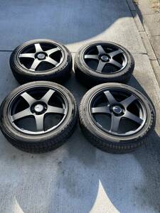 中古タイヤホイール4本セット SSR GTV01 17インチ 7.0J 5穴 P.C.D100 インセット 50 タイヤ GOODYEAR EAGLE LS EXE 205/50/R17