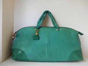  original leather *GINZA Kanematsu( Ginza Kanematsu )* large size B4 correspondence * south capital pills attaching Boston bag green ( metal fittings mat Gold )