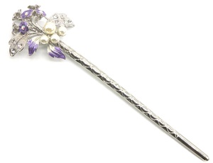  popular stylish lovely . ornamental hairpin 1 psc . ornament Japanese clothes tomesode long-sleeved kimono bouquet pearl purple Cubic Zirconia colorful hair accessory 