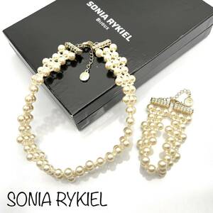 SONIA RYKIEL｜ソニアリキエル チョーカー ブレスレット 2点【アクティ】フェイクパール ゴールドカラー ネックレス ヴィンテージ et908