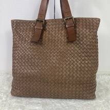 1円【極 美品 入手困難】BOTTEGA VENETA ボッテガヴェネタ トートバッグ ビジネスバッグ ショルダー 肩掛け◎ A4◎ イントレ メンズ 茶_画像4