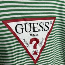 YT0446 GUESS ゲス ロゴプリント ボーダーコットンカットソー Sサイズ 半袖 コットン100％_画像4