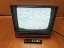 ブラウン管テレビ National TH14-N41R カラーテレビ 昭和レトロ リモコン付き アナログテレビ レトロポップ　オブジェ　ジャンク　86年製_画像1