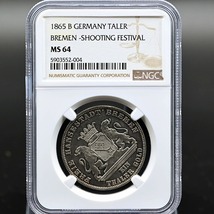 ドイツ 1865B MS64 NGC 銀貨 ターラー ブレーメン射撃祭 独国 アンティークコイン_画像1