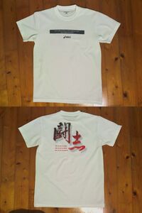 ★アシックス【asics】『闘志』両面プリント半袖Tシャツ ドライＴシャツ S 白 ホワイト