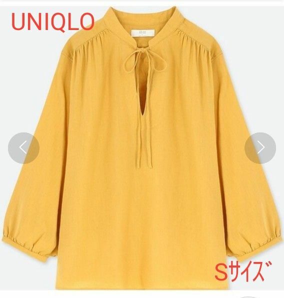 UNIQLO　リネンブレンドギャザーブラウス