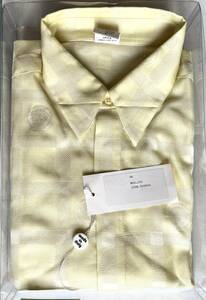 # GIANNI VERSACE Gianni * Versace shirt Factory made ...mete.-sa weave pattern lemon yellow dress shirt unused 