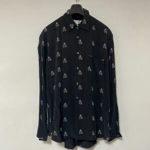 美品 90年代 アーカイブコレクション コムデギャルソン SHIRT レーヨン 切替 プリント シャツ S COMME des GARCONS SHIRT ブラック black