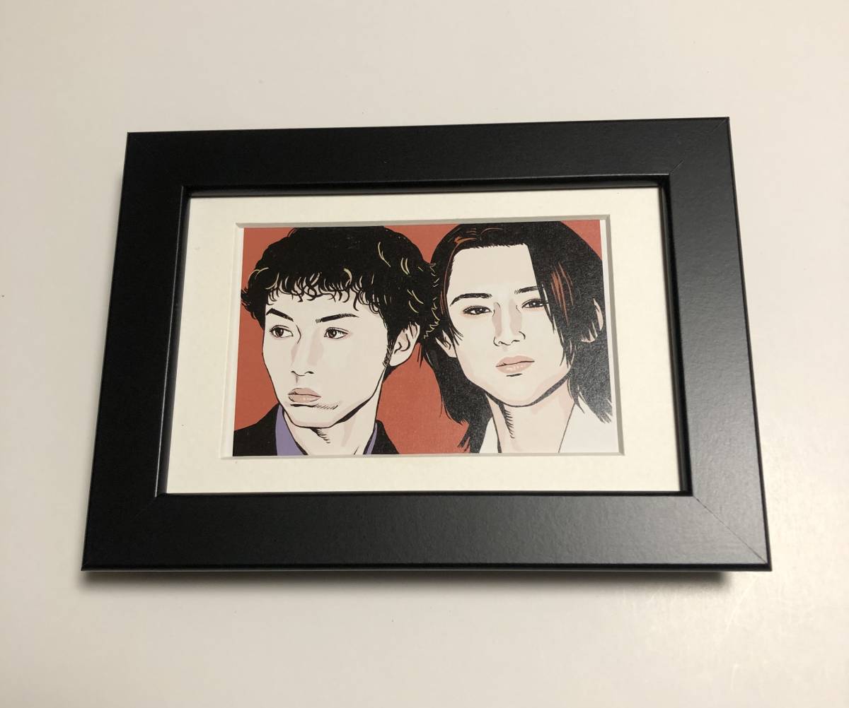 kj ★带框商品★ KinKi Kids 江口恒 珍贵插画 明信片尺寸 带框 海报风格设计 漫画 KinKi Kids 堂本刚 堂本光一, 古董, 收藏, 印刷品, 其他的