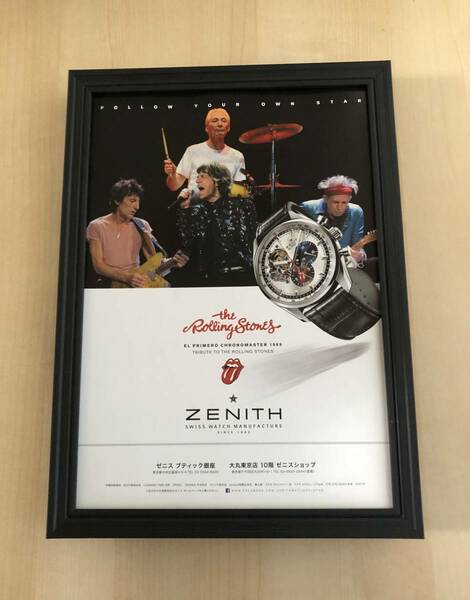 kj ★額装品★ ローリングストーンズ ZENITH 時計 広告 貴重写真 A4サイズ額入り ポスター風デザイン ゼニス ライブ CD dvd LP