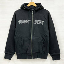 【SA331】中古　STUSSY/ステューシー　フルジップ スウエット パーカー　フーディ　長袖　ドクロ フラワー 刺繍　メンズ S　長期保管品_画像1