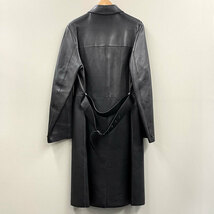 【N B108】中古　PRADA / プラダ　レザー ロング コート　ステンカラーコート　イタリア製　ブラック　メンズ 46_画像2