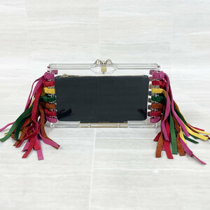 [HM W-4] used Charlotte Olympia / Charlotte o Lynn Piaa fringe attaching bread gong clutch inner pouch .. Spider 