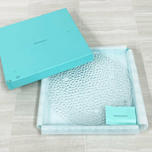 【HM W-1】未使用　TIFFANY&Co. / ティファニー　コブルストーン プラター　28cm　 クリスタル プレート　平皿　食器　