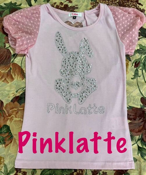 ティシャツ Tシャツ ★ PINKLATE ピンクラテ ★ ピンク ゴージャス シルバー ウサギ 半袖 ミディアム レース パブスリーブ ビジュ