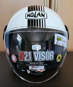 Nolanノーラン N21 Visor Classic ジェットヘルメット 　ホワイト・メタリック　Mサイズ(57～58cm)　イタリア製