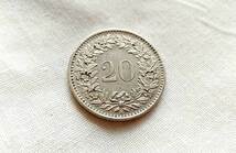 ★海外貨幣・硬貨 スイス　20サンチーム(ラッペン) ヘルヴェティア女神　1968年_画像2