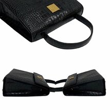 極 美品 箱 袋付 YVES SAINT LAURENT イヴ・サンローラン YSL 金具 クロコ レザー 2way ハンドバッグ ショルダーバッグ ブラック 88237_画像6