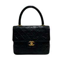 極 美品 シール有 0番台 CHANEL シャネル マトラッセ ココマーク ラムスキン レザー 本革 ミニ ハンドバッグ ブラック 黒 01041_画像1