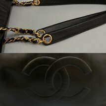 1円 極 美品 シール有 2番台 CHANEL シャネル ラムスキン レザー デカココ チェーン ミニ トートバッグ ハンドバッグ ブラック 22896_画像3