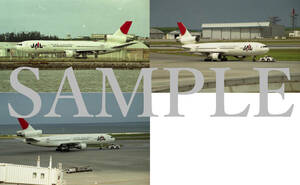 F[ aircraft photograph ]L version 3 sheets JAL Japan Air Lines DC-10 Naha airport 