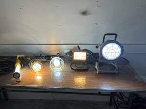 中古作業用照明 5個セット ストレート作業ライト インバーター蛍光灯 スパイラル蛍光灯 クリップライト ハロゲンライト