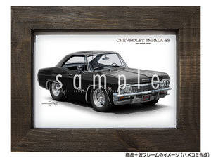 ★カーイラスト064 選べる4タイプ【シボレー インパラ】65年 SS（スーパースポーツ）旧車 送料安