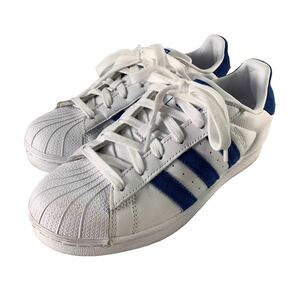 ★adidas SUPERSTAR アディダス スーパースター スニーカー 24.5㎝ 2019年製 天然皮革 レザー ホワイト × ブルー 中古品 管理I810