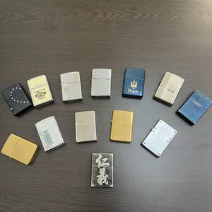 【#8097　1円スタート】 ZIPPO SOLIDBRASS　13点おまとめ 表面加工 一部ケース付き 喫煙 喫煙具 タバコ オイル 着火未確認 保管品 